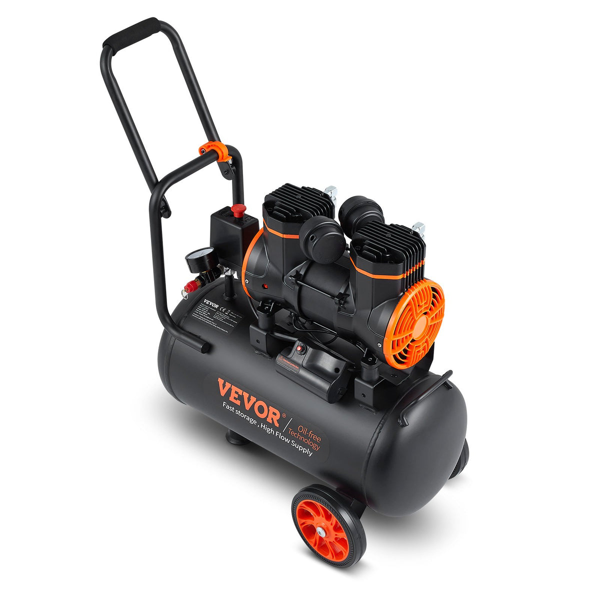 VEVOR 6.3 Gallon Air Compressor, 2 HP 3.35 CFM@90PSI Air Compressors with Max. 116PSI Pressure, Oil Free Compressor Tank for Auto Repair, Tire Inflation, Spray Painting, Woodwork Nailing