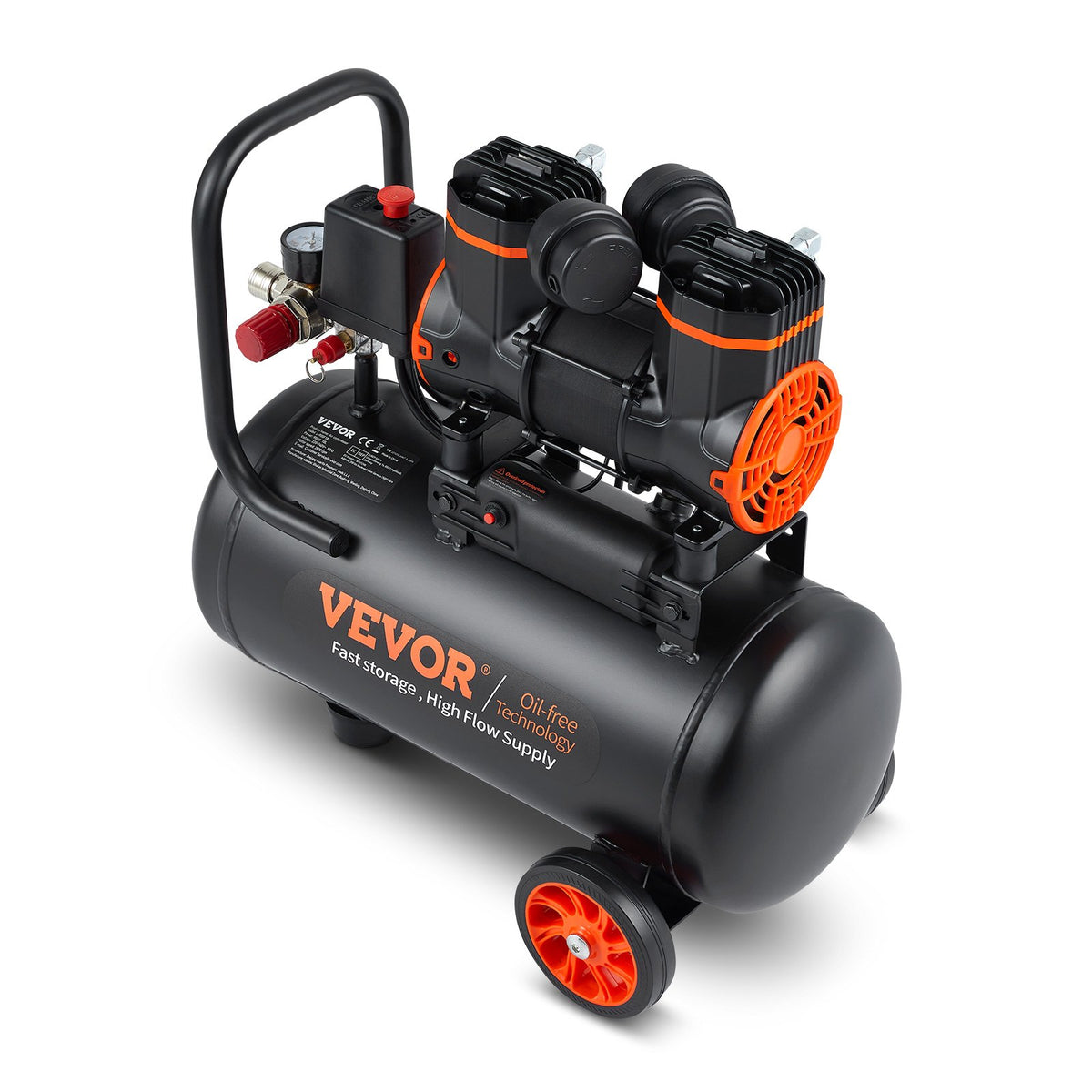 VEVOR 4.8 Gallon Air Compressor, 1.2HP 2.2 CFM@90PSI Oil Free Air Compressor Tank & Max. 116PSI Pressure, 70 dB Ultra Quiet Compressor for Auto Repair, Tire Inflation, Spray Painting, Woodwork Nailing