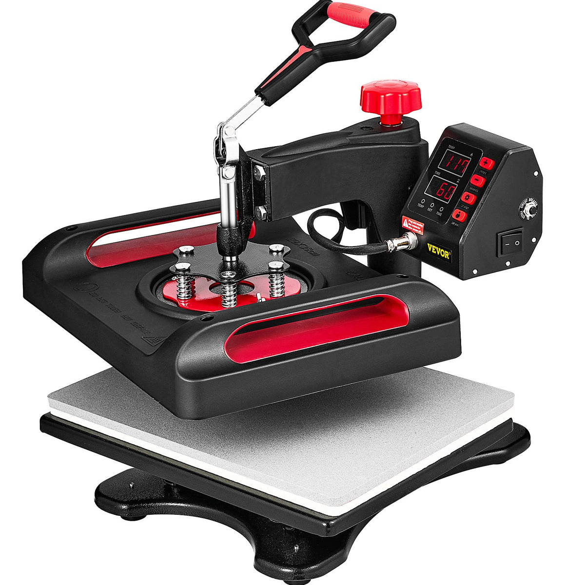 VEVOR 11 in 1 Heat Press, 12 x 15 Inch, Multifunctional Clamshell Printer, Digital Dual-Tube Heat Press Transfer Machine, Swing Away Sublimation Machine for T-Shirt Hat Cap Mug Plate Pen Shoes Black