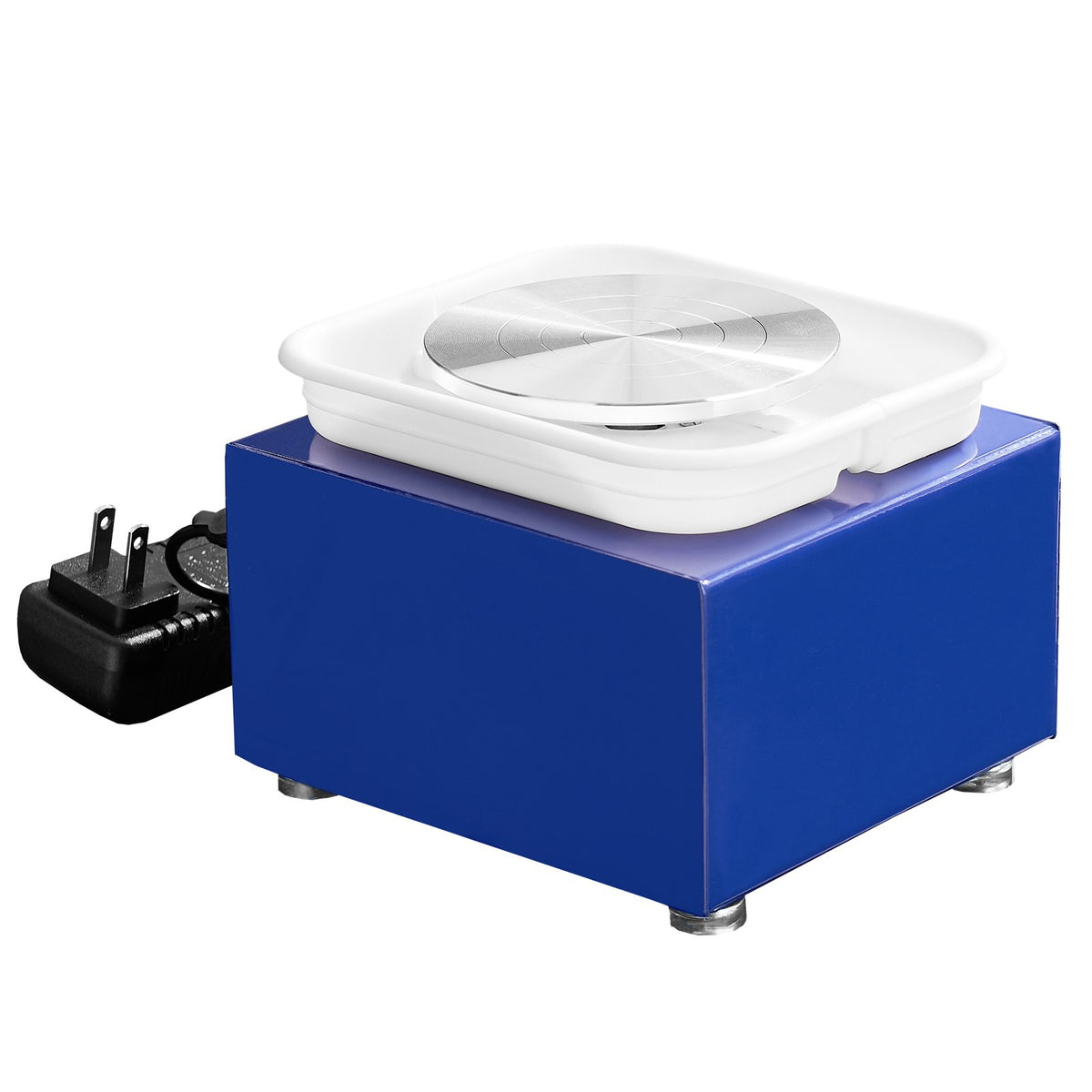 VEVOR Mini Pottery Wheel, for Kids or Beginners, 2 Turntables 2.6in/3.9in Ceramic Wheel Machine, Adjustable 0-300RPM Speed ABS Detachable Basin, 17 Pottery Accessories, Work Art Craft DIY, 30W, Blue