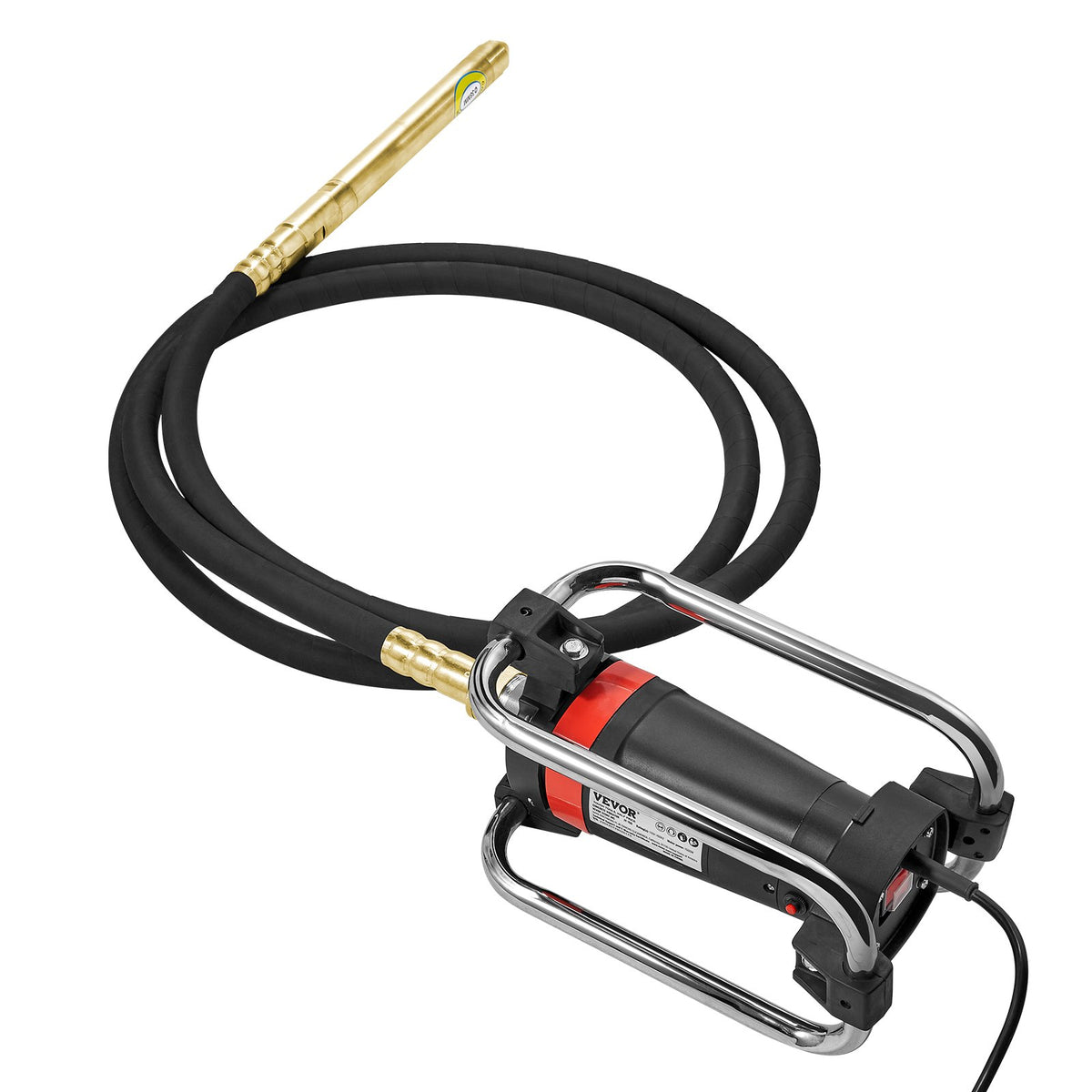 VEVOR Electric Concrete Vibrator, 1300W 16000 VPM, 2HP Copper Motor Handheld Concrete Vibrating Tool, Portable Pencil Cement Vibrator with Shaft of 14.75ft / 4.5m, Remove Air Bubble and Level Concrete