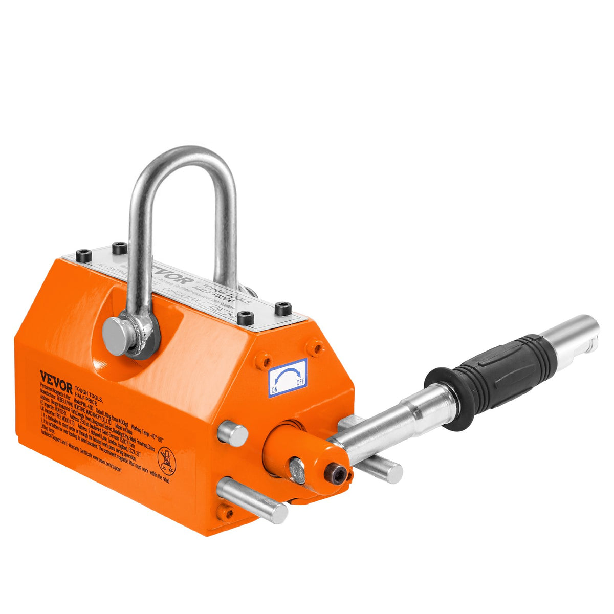 VEVOR Magnetic Lifter, 660 lbs/300 kg Pulling Capacity, 2.5 Safety Factor, Neodymium & Steel, Lifting Magnet with Release, Permanent Lift Magnets, Heavy Duty Magnet for Hoist, Shop Crane, Block, Board