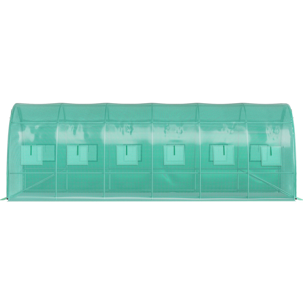 VEVOR Walk-in Tunnel Greenhouse, 20 x 10 x 7 ft Portable Plant Hot House with Galvanized Steel Hoops, 3 Top Beams, Diagonal Poles, 2 Zippered Doors & 12 Roll-up Windows, Green
