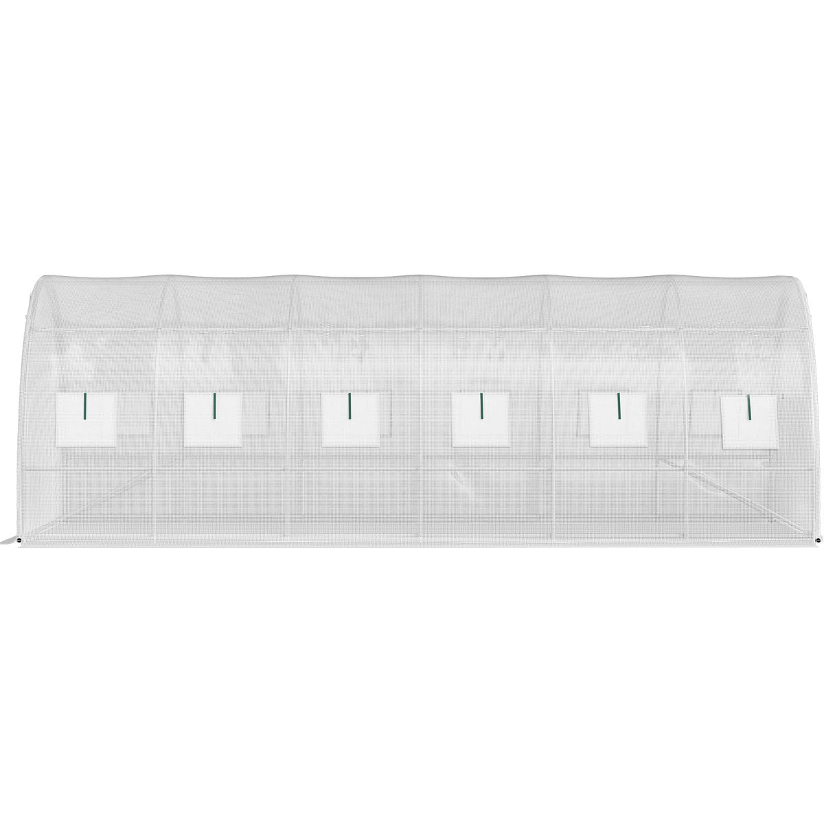 VEVOR 20 x 10 x 7 ft Walk-in Tunnel Greenhouse, Portable Plant Hot House with Galvanized Steel Hoops, 3 Top Beams, Diagonal Poles, 2 Zippered Doors & 12 Roll-up Windows, White