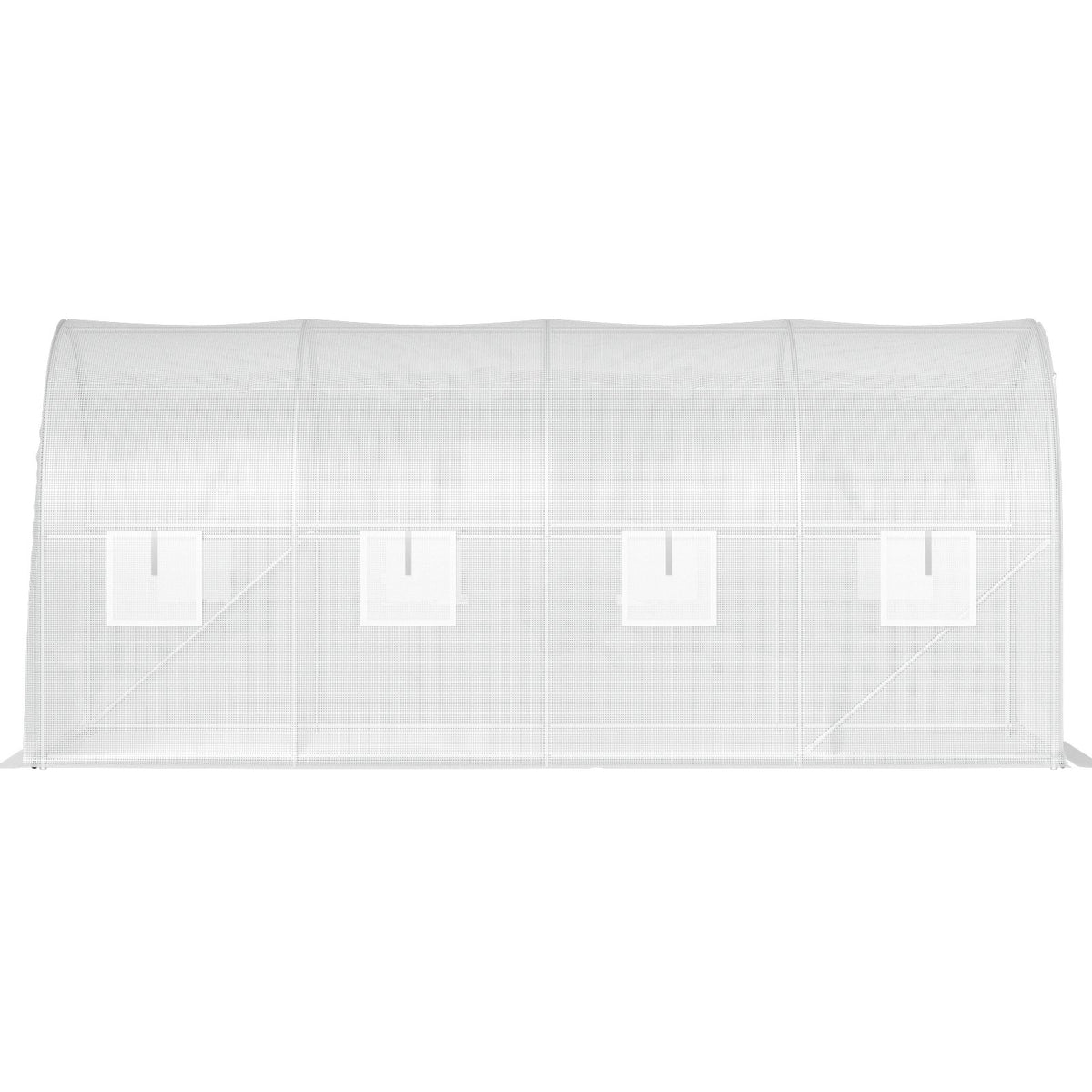 VEVOR 15 x 6.5 x 7 ft Walk-in Tunnel Greenhouse, Portable Plant Hot House with Galvanized Steel Hoops, 1 Top Beam, Diagonal Poles, Zippered Door & 8 Roll-up Windows, White