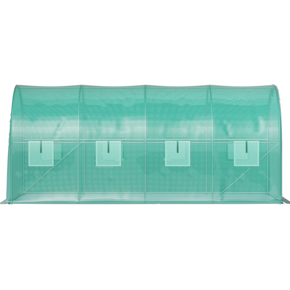 VEVOR Walk-in Tunnel Greenhouse, 15 x 7 x 7 ft Portable Plant Hot House with Galvanized Steel Hoops, 1 Top Beam, Diagonal Poles, Zippered Door & 8 Roll-up Windows, Green