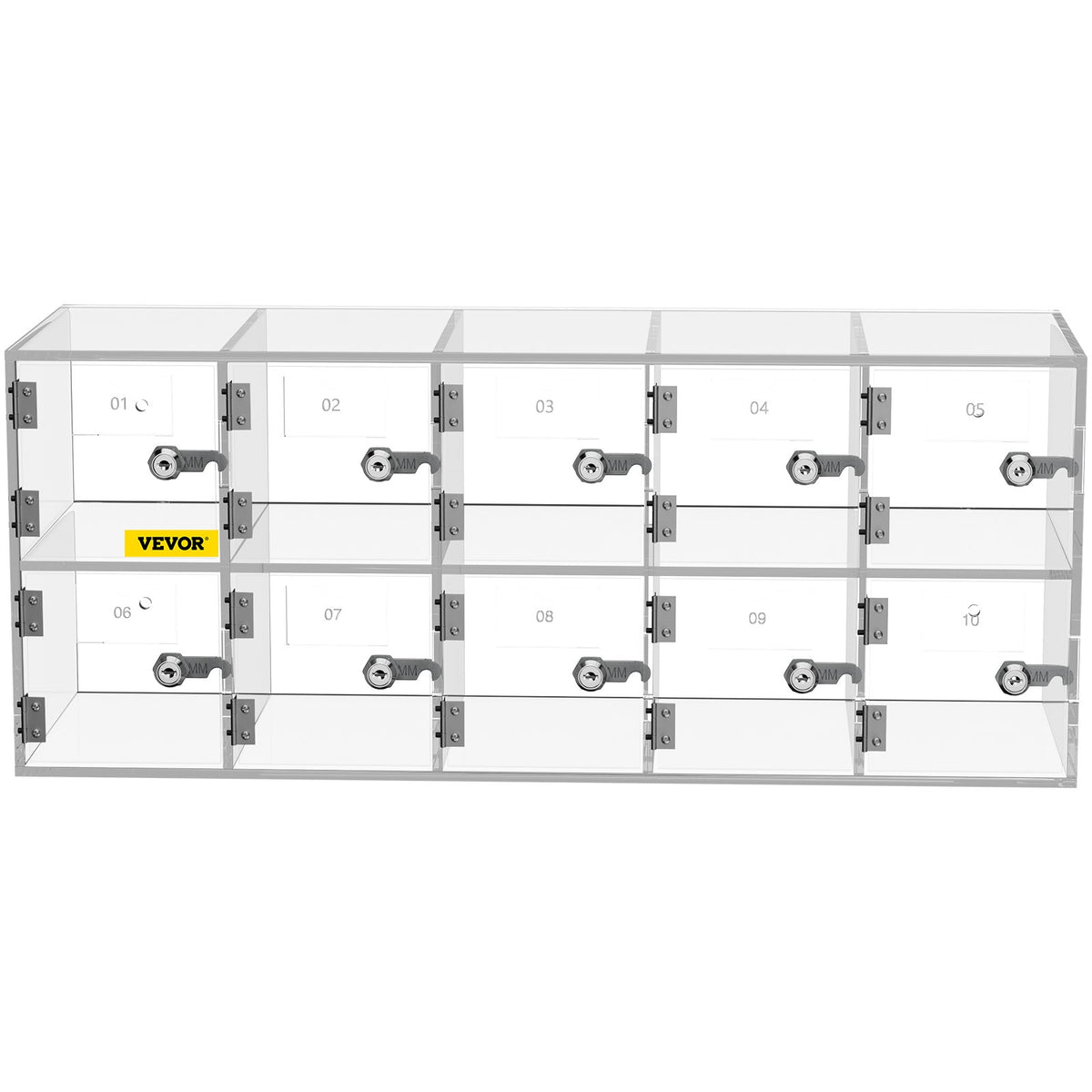 VEVOR Cell Phone Storage Locker, 10 Slots Acrylic Material with Door Locks and Keys, Wall-Mounted Cabinet Pocket Office Classroom Gym Box, Clear