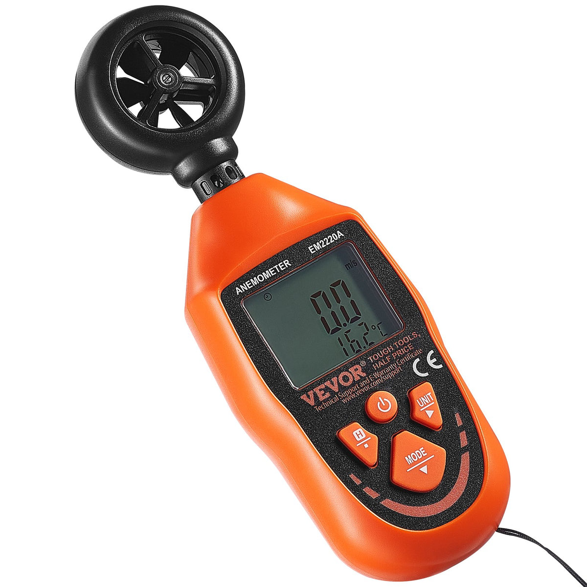 VEVOR Portable Anemometer, Temperature Range 14℉-113℉, Equipped with LED Backlit Display, Captures Wind Speed, Temperature, Air Volume, and Chill Factor, Ideal for Boating, Kite Surfing, Drone Pilo