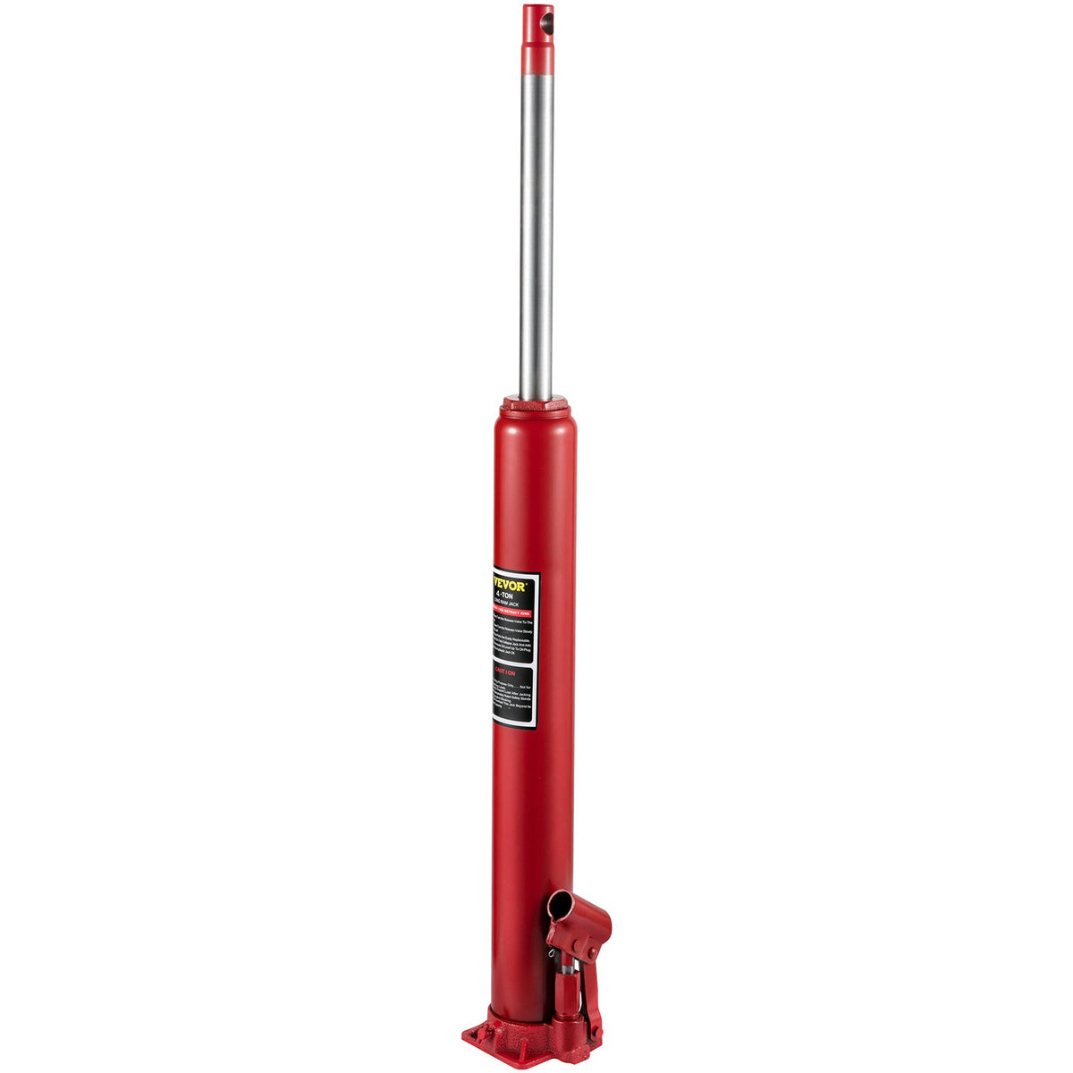 VEVOR Hydraulic Long Ram Jack, 4 Tons/8818 lbs Capacity, with Single Piston Pump and Flat Base, Manual Cherry Picker with Handle, for Garage/Shop Cranes, Engine Lift Hoist, Red