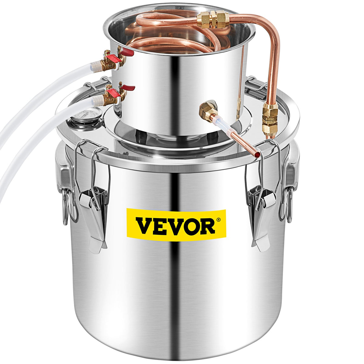 VEVOR Alcohol Still 13.2Gal/50L, Alcohol Distiller with Circulating Pump, Alcohol Still Copper Tube, Whiskey Distilling Kit with Build-In Thermometer, Whiskey Making Kit for DIY Alcohol, Stainless Ste