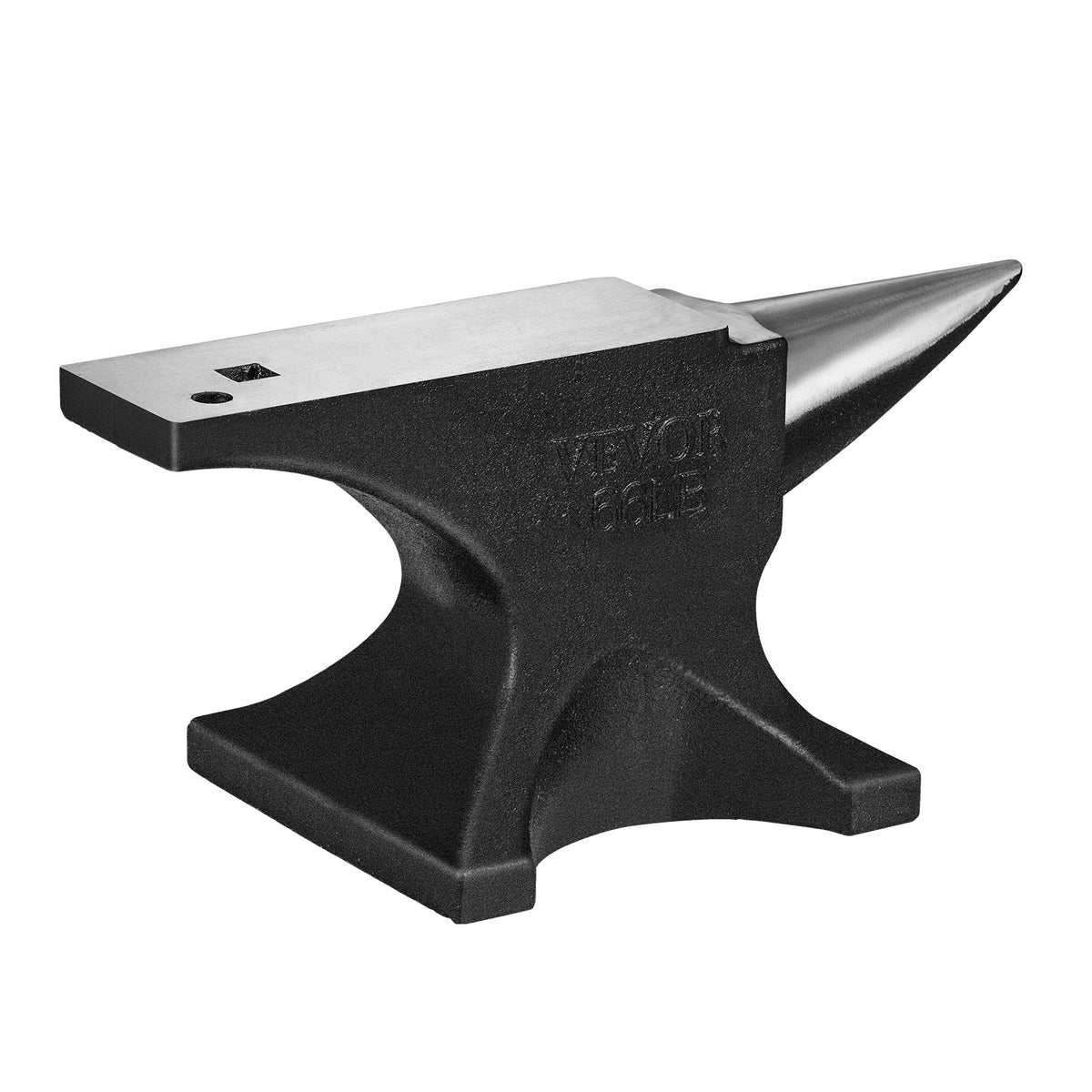 VEVOR Single Horn Anvil, 66Lbs Cast Steel Anvil, High Hardness Rugged Round Horn Anvil Blacksmith, with Round and Square Hole, Large Countertop and Stable Base, Metalsmith Tool for Bending and Shaping