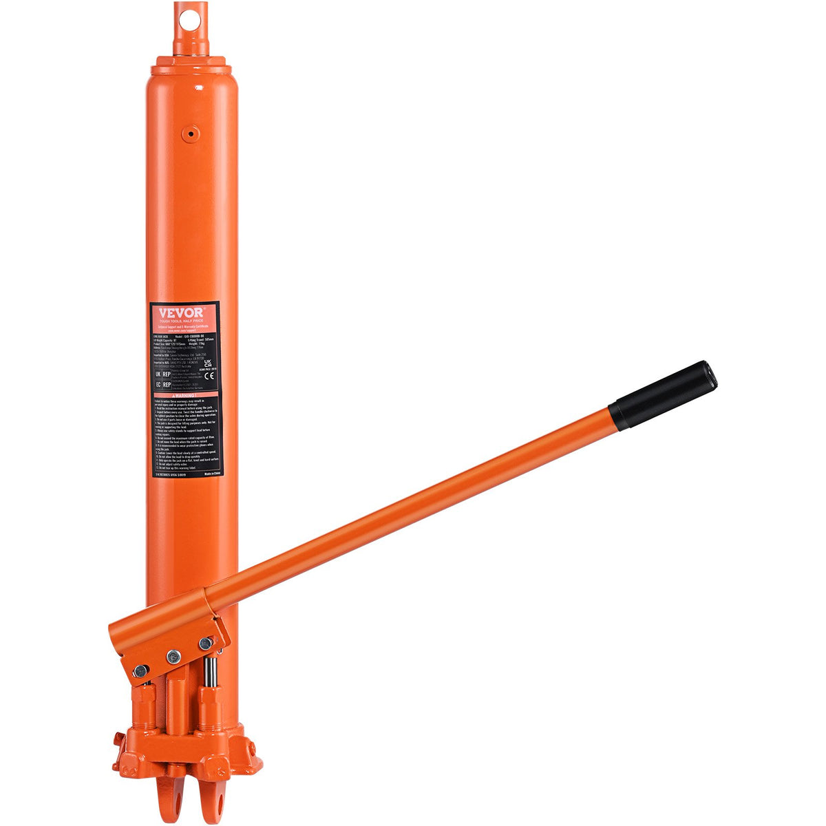 VEVOR Hydraulic Long Ram Jack, 8 Ton Engine Hoist Cylinder with Double Piston Pump And Clevis Base, Hydraulic Ram Cylinder for Engine Lift Hoists, Hydraulic Garage/Shop Cranes, Mechanical, Farm