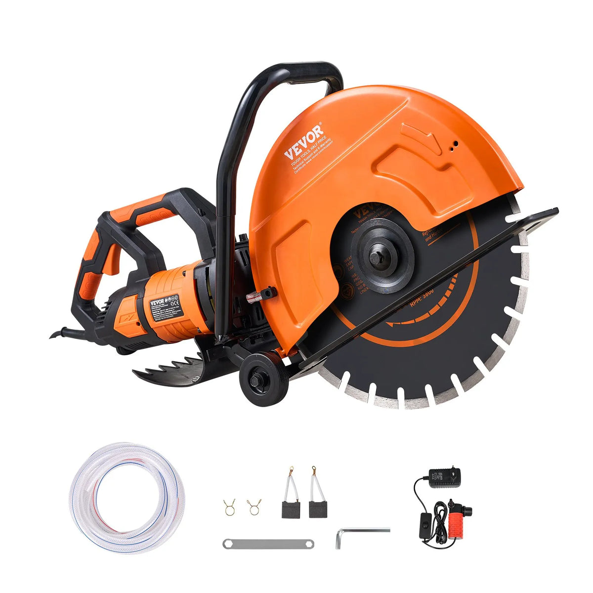 VEVOR Electric Concrete Saw, 42.5cm, 2800 W 15 A Motor Circular Saw Cutter with Max. 152mm Adjustable Cutting Depth, Wet Disk Saw Cutter Includes Water Line, Pump and Blade, for Stone, Brick