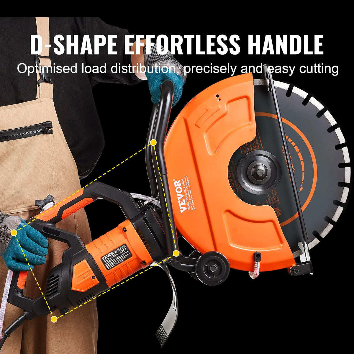 VEVOR Electric Concrete Saw, 42.5cm, 2800 W 15 A Motor Circular Saw Cutter with Max. 152mm Adjustable Cutting Depth, Wet Disk Saw Cutter Includes Water Line, Pump and Blade, for Stone, Brick