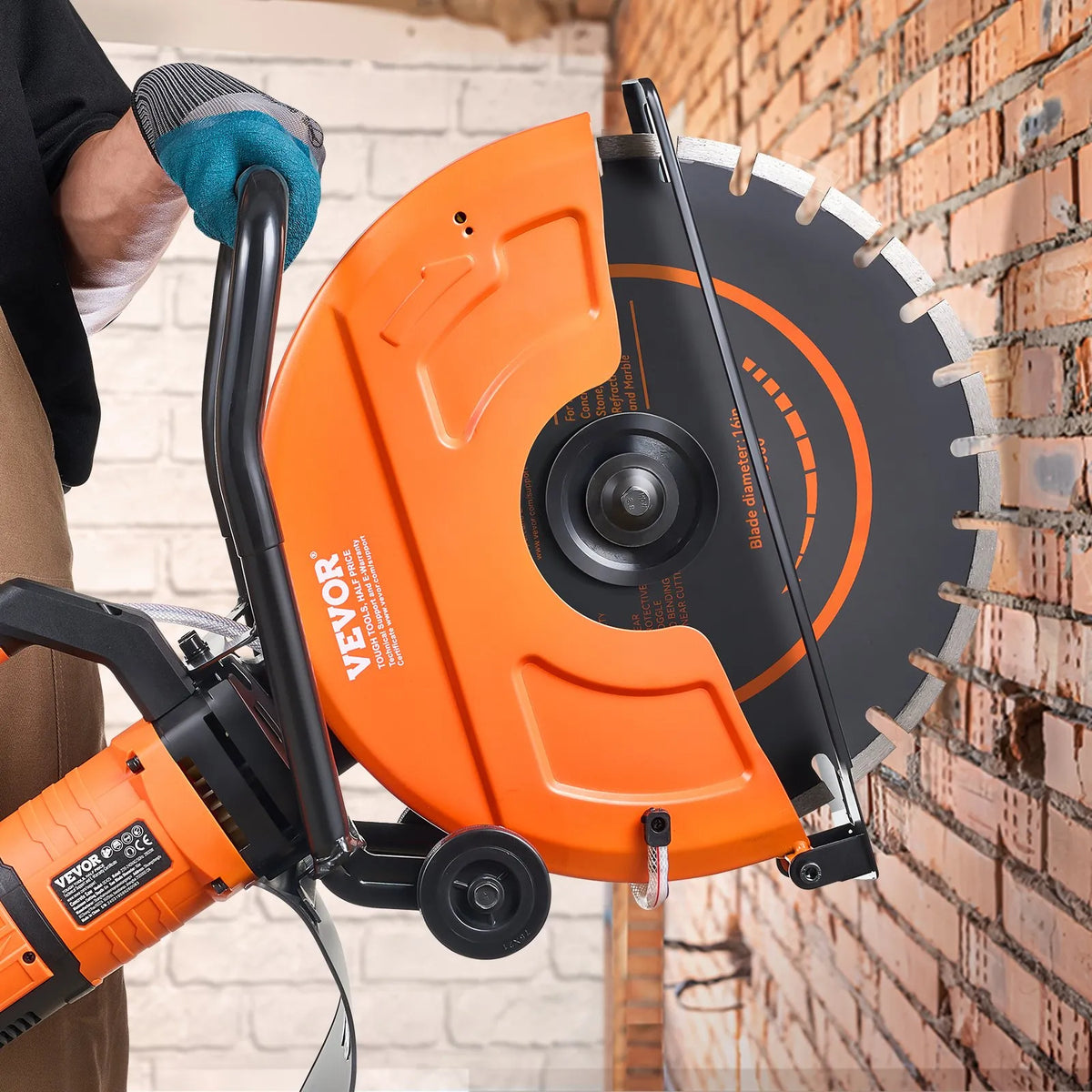 VEVOR Electric Concrete Saw, 42.5cm, 2800 W 15 A Motor Circular Saw Cutter with Max. 152mm Adjustable Cutting Depth, Wet Disk Saw Cutter Includes Water Line, Pump and Blade, for Stone, Brick