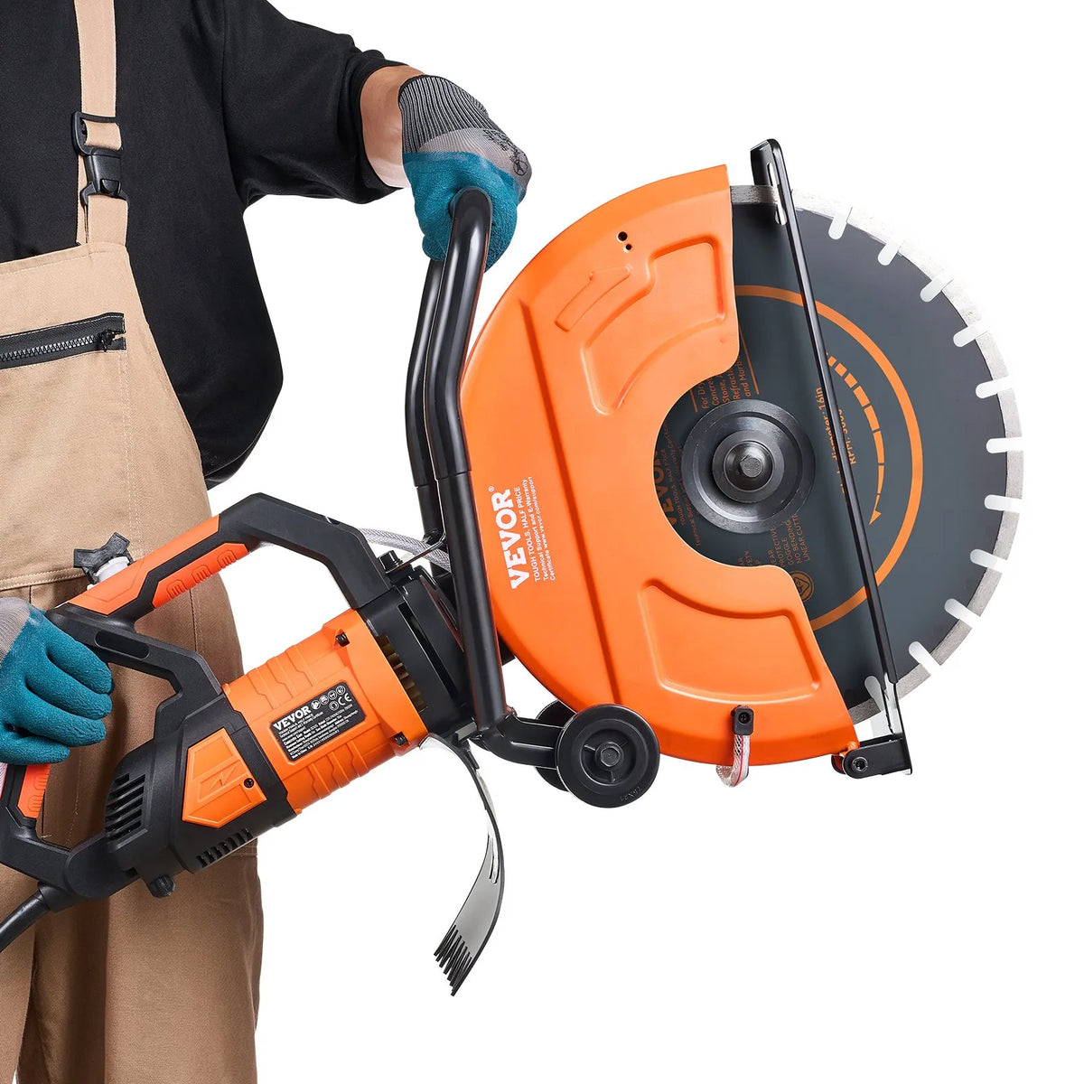 VEVOR Electric Concrete Saw, 42.5cm, 2800 W 15 A Motor Circular Saw Cutter with Max. 152mm Adjustable Cutting Depth, Wet Disk Saw Cutter Includes Water Line, Pump and Blade, for Stone, Brick