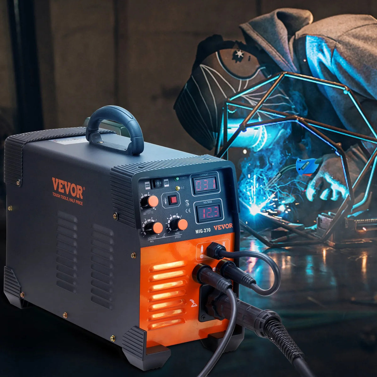 VEVOR MIG Welder, 3 in 1 Welder Welding Machine, 270 Amp MIG Lift TIG Arc Welder Lift TIG Welder Lift ARC Welder Digital Display Combo Welding Machine MMA Stick IGBT DC Inverter Welder