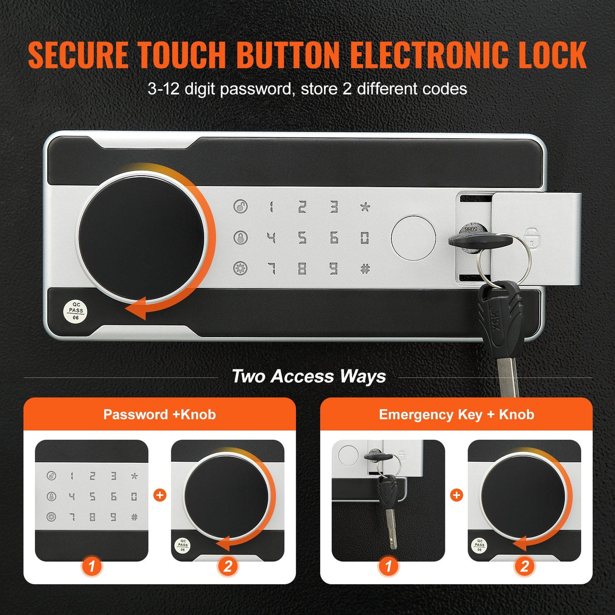 VEVOR 1.7 Cub Depository Safe, Deposit Safe with Drop Slot, Electronic Code Lock and 2 Emergency Keys, 350x300x450 mm Business Drop Slot Safe for Cash, Mail in Home, Hotel, Office