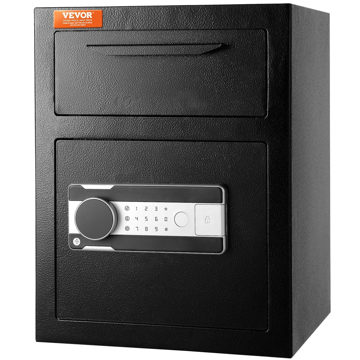 VEVOR 1.7 Cub Depository Safe, Deposit Safe with Drop Slot, Electronic Code Lock and 2 Emergency Keys, 350x300x450 mm Business Drop Slot Safe for Cash, Mail in Home, Hotel, Office