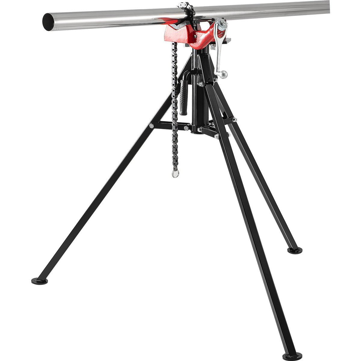 VEVOR Tripod Pipe Chain Vise, 1/8\"-5\" Pipe Capacity, 36.4“ Length Chain Vise Stand with Portable Folding Steel Legs, for Grabbing, Supporting and Bending Pipes in Factory, Workshop and Home