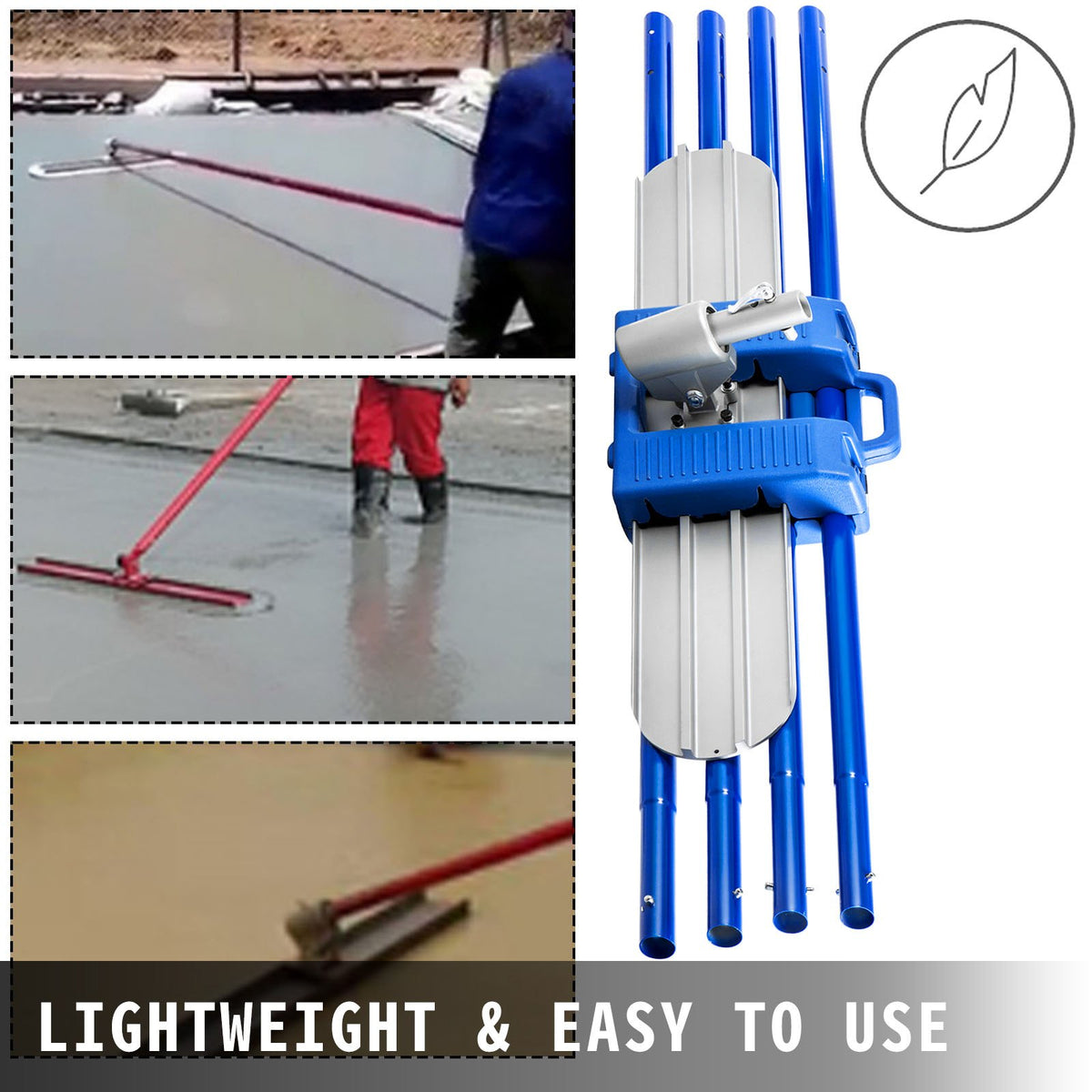 VEVOR Bull Float Magnesium Concrete Float 48 x 8\" Round End Concrete Float Tool Cement Tool Bull Concrete Kit Bull Float with 4 Float Handle Bull Float Bracket Concrete Tools Finishing Bull Float