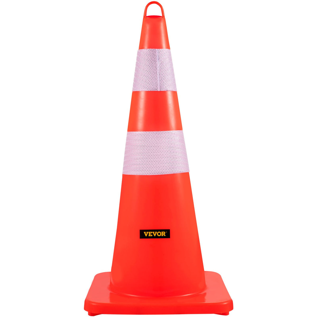VEVOR Safety Cones, 12 x 28\" Traffic Cones, PVC Orange Construction Cones, 2 Reflective Collars Traffic Cones with Weighted Base and Hand-Held Ring Used for Traffic Control, Driveway Road Parking