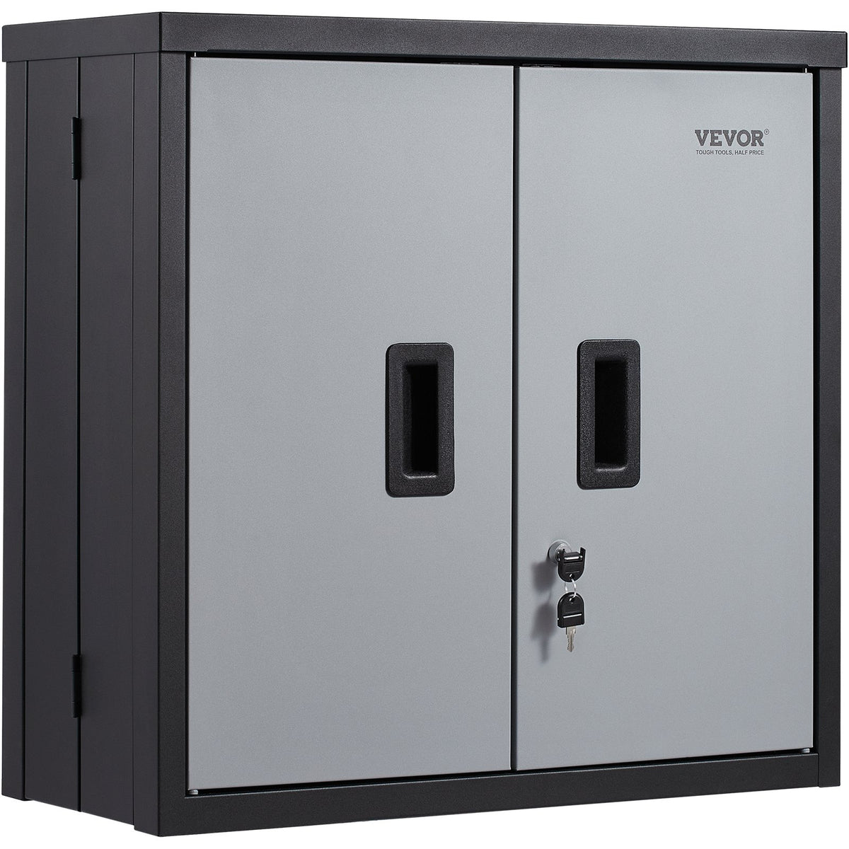 VEVOR Foldable Wall Cabinet, Metal Garage Locker Mounted 26" Small Tool Chest 240 LBS Loading Capacity Adjustable Shelf Magnetic Door File for Warehouse Office Home Black