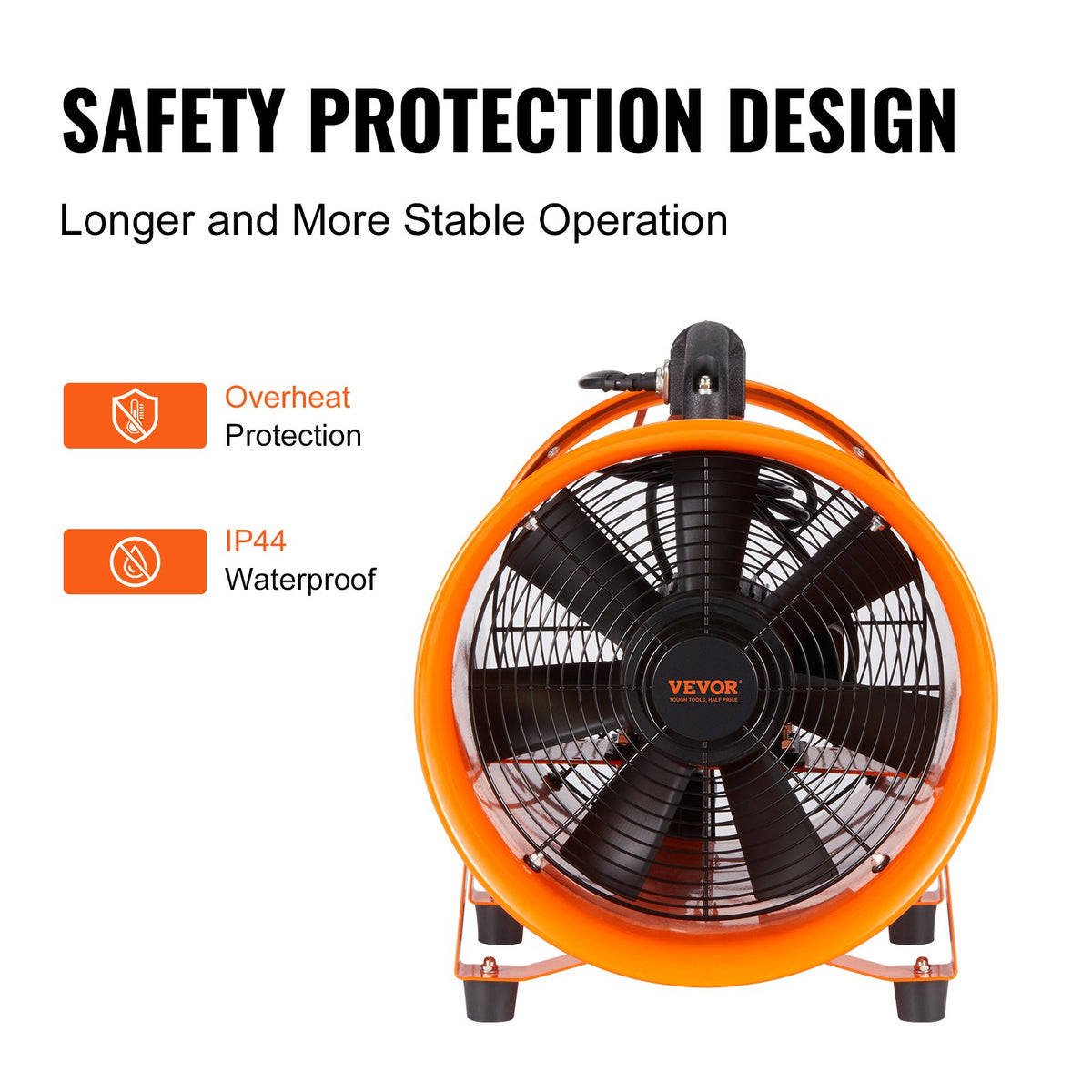 VEVOR Portable Ventilator, 8 inch Heavy Duty Cylinder Fan with 33ft Duct Hose, 195W Strong Shop Exhaust Blower 1070CFM, Industrial Utility Blower for Sucking Dust, Smoke, Smoke Home/Workplace