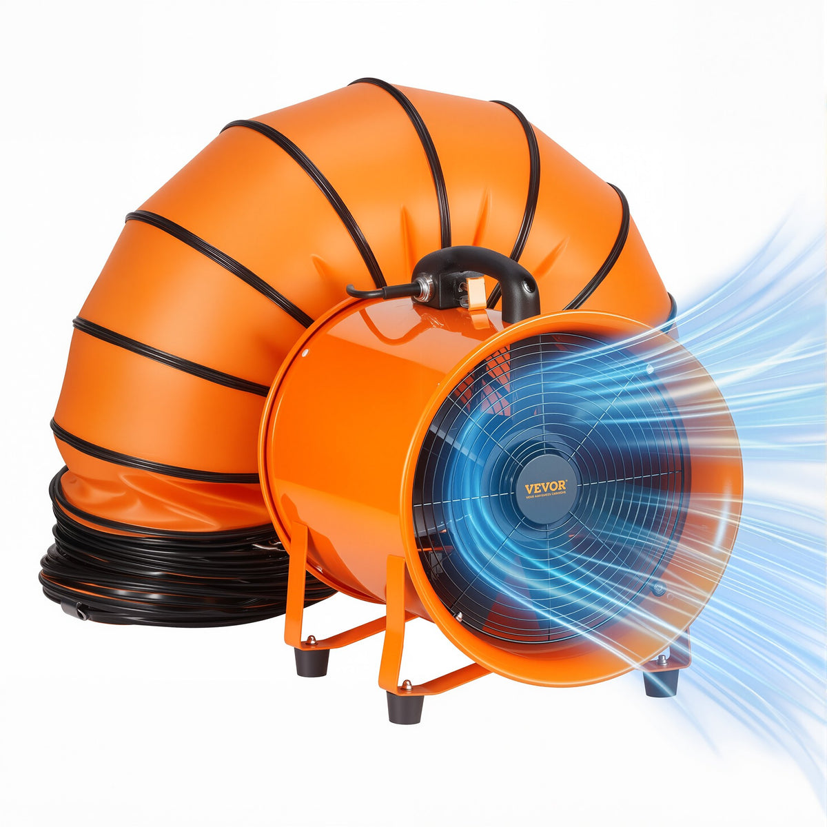 VEVOR Portable Ventilator, 12 inch Heavy Duty Cylinder Fan with 16.4ft Duct Hose, 585W Strong Shop Exhaust Blower 3198CFM, Industrial Utility Blower for Sucking Dust, Smoke, Smoke Home/Workplace