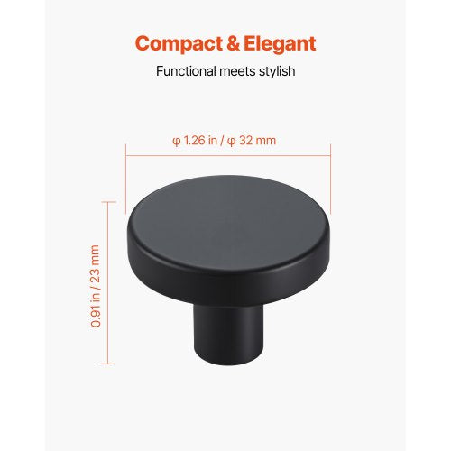 VEVOR Cabinet Knobs, 10 Pack, 32 mm Black Zinc Alloy Drawer Pulls & Door Handles, Mushroom Kitchen Solid Knobs Dresser Handle