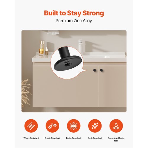 VEVOR Cabinet Knobs, 30 Pack, 31 mm Black Zinc Alloy Drawer Pulls & Door Handles, Mushroom Kitchen Solid Knobs Dresser Handle
