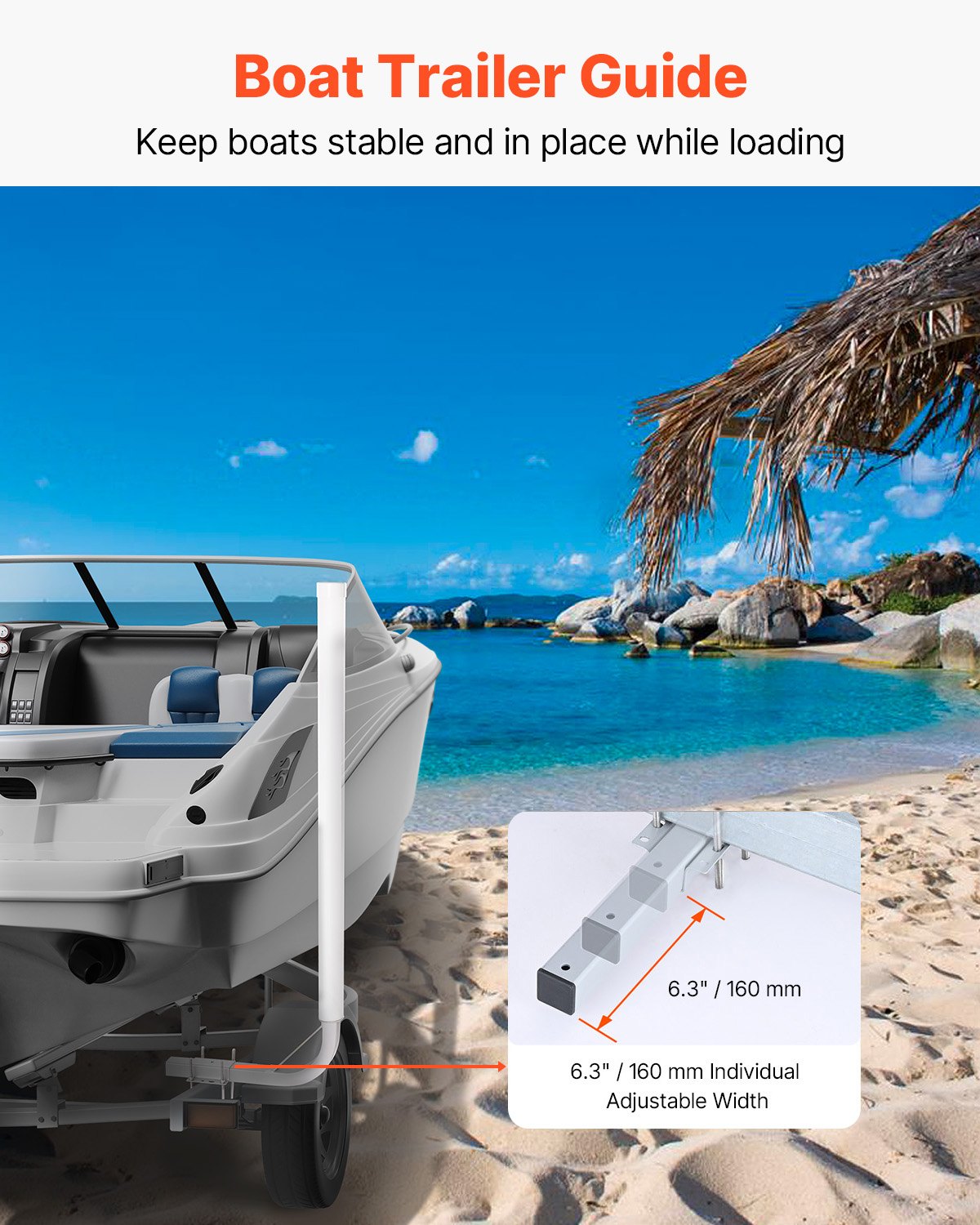 VEVOR Boat Trailer Guide, 48″ Adjustable Design Trailer Guide Poles, 2PCS High-Hardness Steel Trailer Guide-Ons, Trailer Guides with PVC Pipes, for Ski Boat, Fishing Boat or Sailboat Trailer