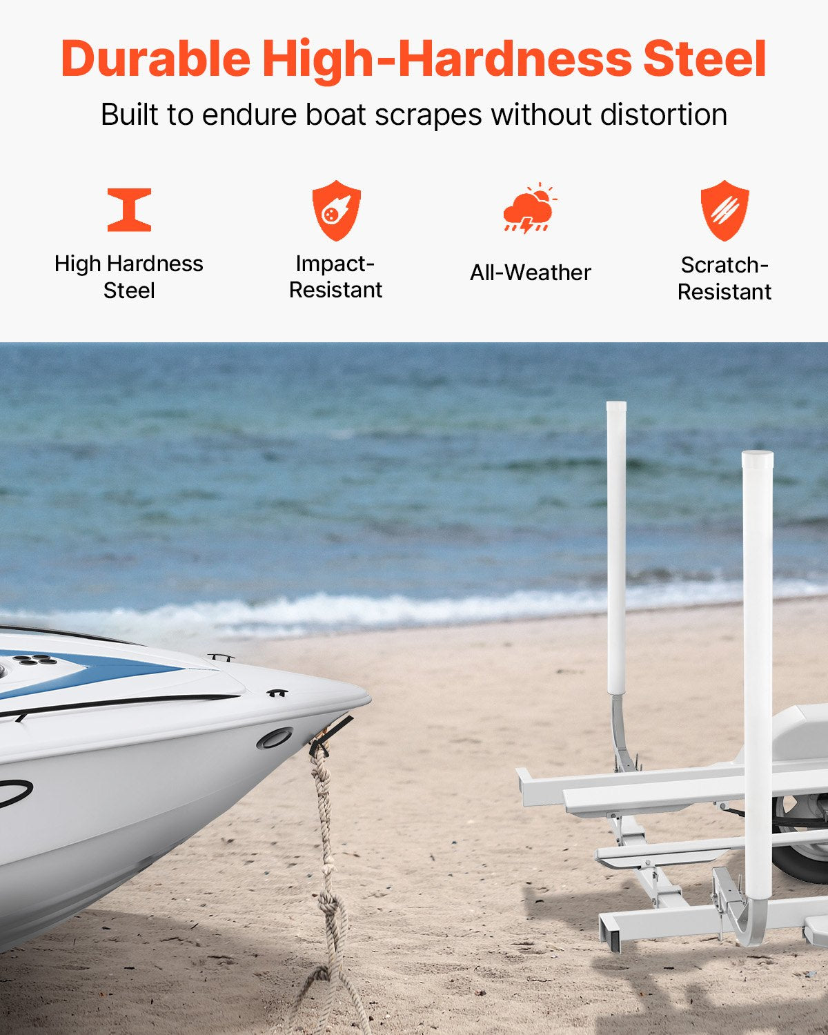 VEVOR Boat Trailer Guide, 48″ Adjustable Design Trailer Guide Poles, 2PCS High-Hardness Steel Trailer Guide-Ons, Trailer Guides with PVC Pipes, for Ski Boat, Fishing Boat or Sailboat Trailer