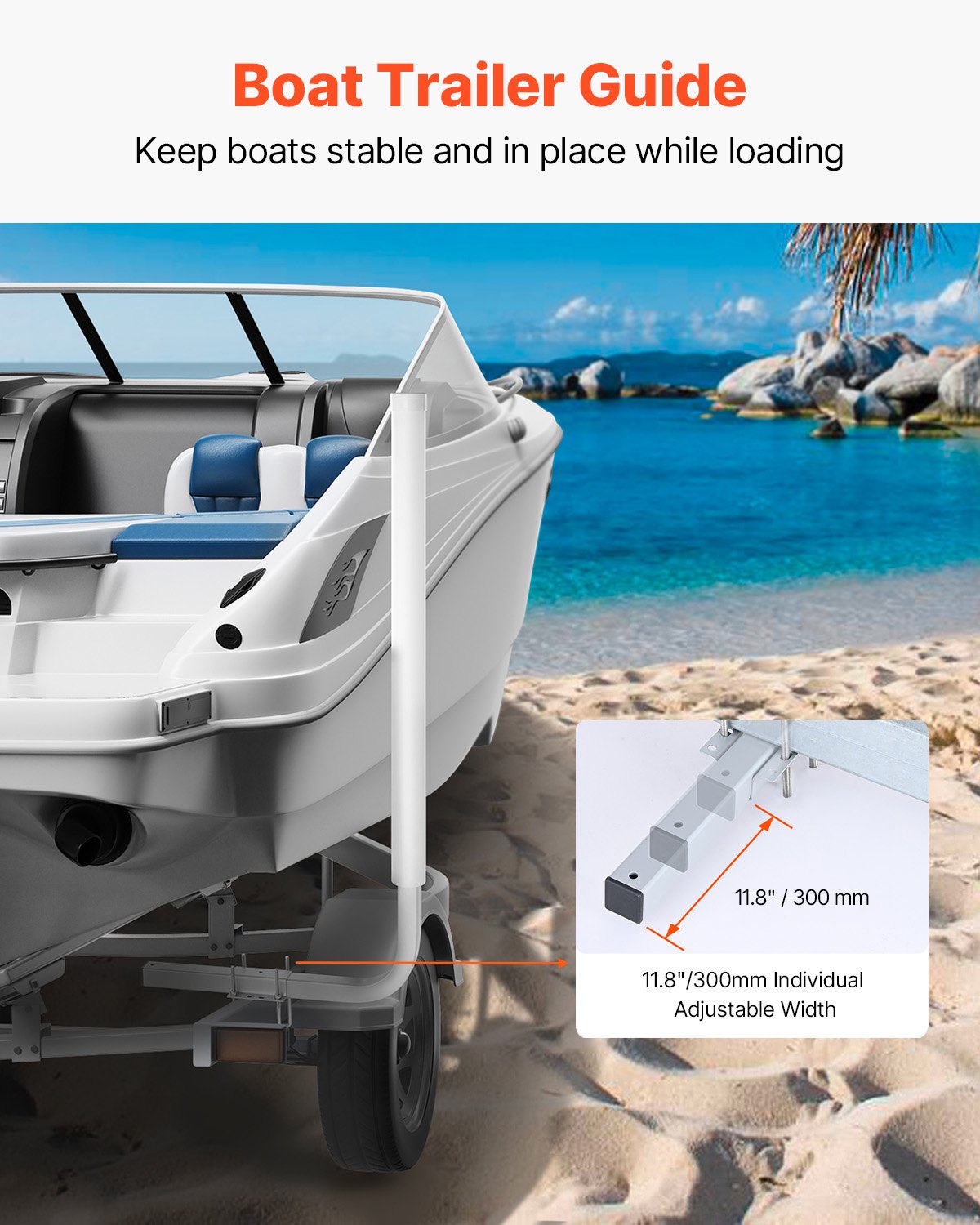 VEVOR Boat Trailer Guide, 60″ Adjustable Design Trailer Guide Poles, 2PCS High-Hardness Steel Trailer Guide-Ons, Trailer Guides with PVC Pipes, for Ski Boat, Fishing Boat or Sailboat Trailer