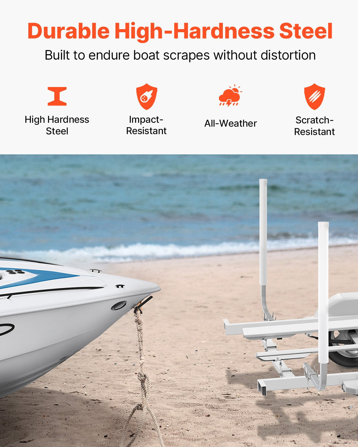 VEVOR Boat Trailer Guide, 60″ Adjustable Design Trailer Guide Poles, 2PCS High-Hardness Steel Trailer Guide-Ons, Trailer Guides with PVC Pipes, for Ski Boat, Fishing Boat or Sailboat Trailer