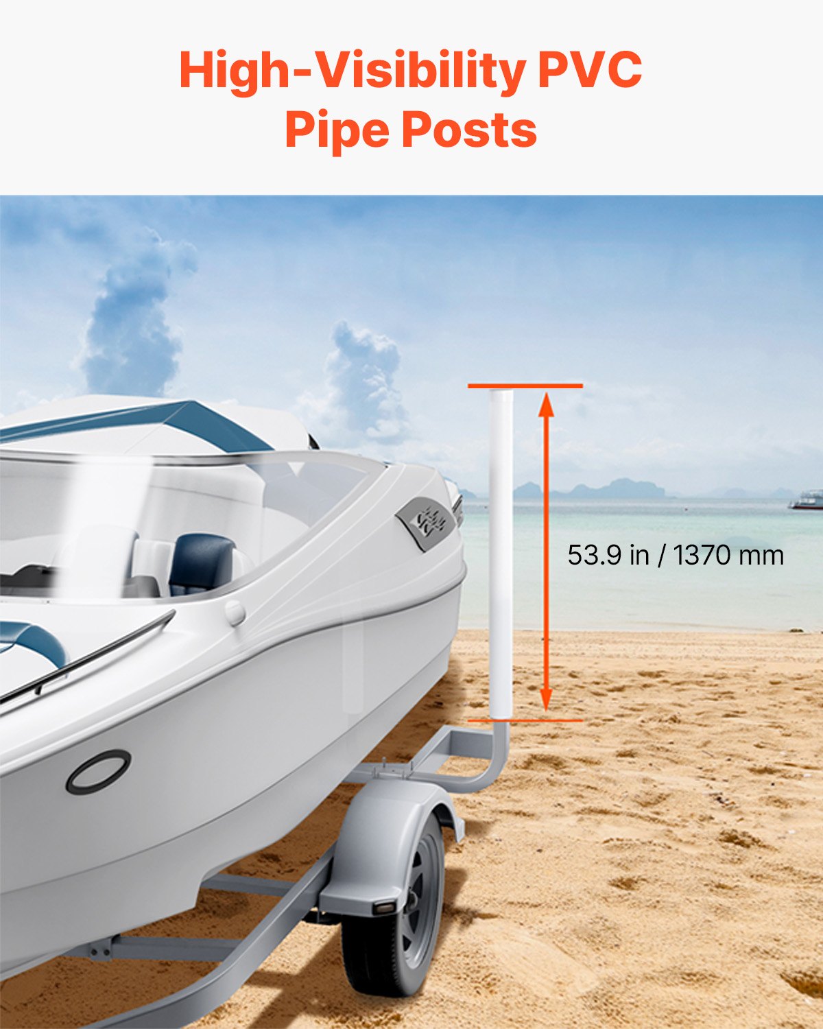 VEVOR Boat Trailer Guide, 60″ Adjustable Design Trailer Guide Poles, 2PCS High-Hardness Steel Trailer Guide-Ons, Trailer Guides with PVC Pipes, for Ski Boat, Fishing Boat or Sailboat Trailer