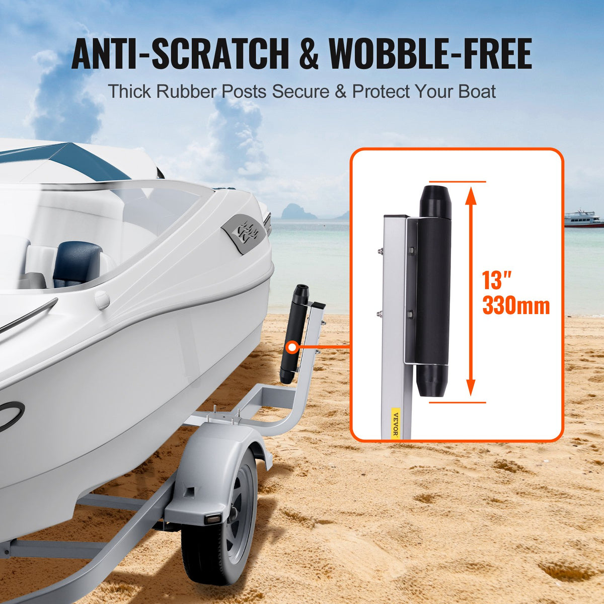 VEVOR Marine Trailer Guide Set, 20.5” Flexibly Adjustable Poles, Pair of Steel Anti-Rust Guides, Durable Roller Support for Ski, Fishing, or Sailboat Trailers 2024