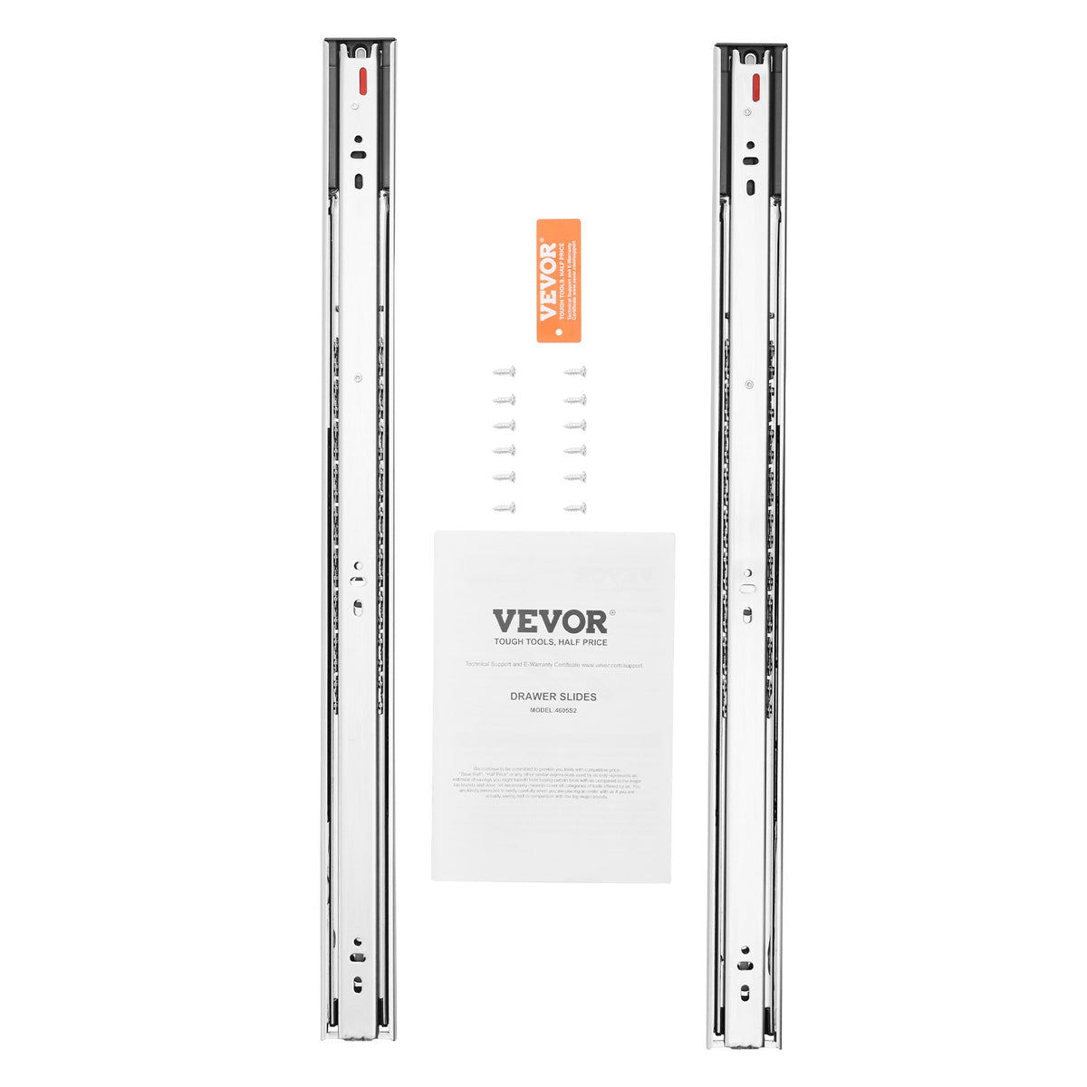 VEVOR 10 Pairs of 24 Inch Drawer Slides Side Mount Rails, Heavy Duty Full Extension Steel Track, Soft-Close Noiseless Guide Glides Cabinet Kitchen Runners with Ball Bearing, 100 Lbs Load Capacity