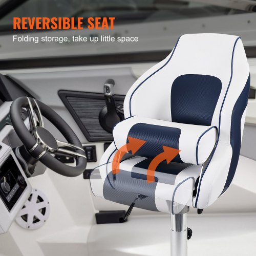 VEVOR Captain Bucket Seat Boat Seat, Flip Up Boat Seat, with Thickened Sponge Padding, Flip-up Bolster Boat Captain Chair for