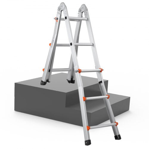 VEVOR Telescoping Ladder A Frame, 11 FT Compact Aluminum Extension Ladder, Multi-Function Portable Collapsible RV Ladder, Tel