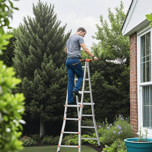 VEVOR Telescoping Ladder A Frame, 15.5 FT Compact Aluminum Extension Ladder, Multi-Function Portable Collapsible RV Ladder, T