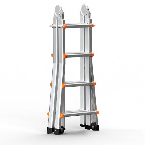 VEVOR Telescoping Ladder A Frame, 15.5 FT Compact Aluminum Extension Ladder, Multi-Function Portable Collapsible RV Ladder, T