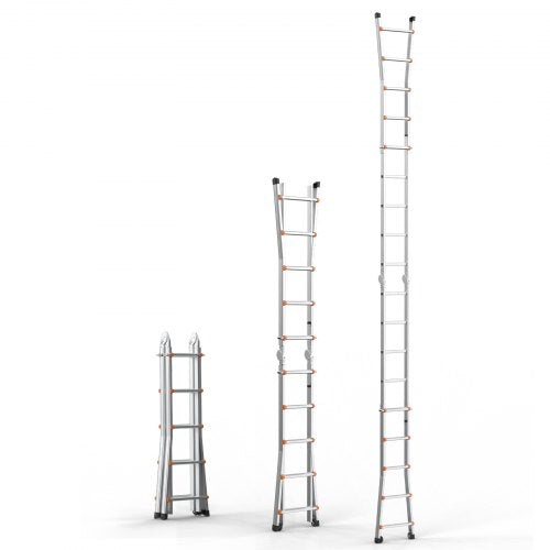 VEVOR Telescoping Ladder A Frame, 20 FT Compact Aluminum Extension Ladder, Multi-Function Portable Collapsible RV Ladder, Tel