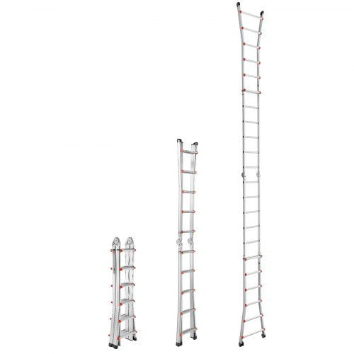 VEVOR Telescoping Ladder A Frame, 20.5 FT Compact Aluminum Extension Ladder, Multi-Function Portable Collapsible RV Ladder, T