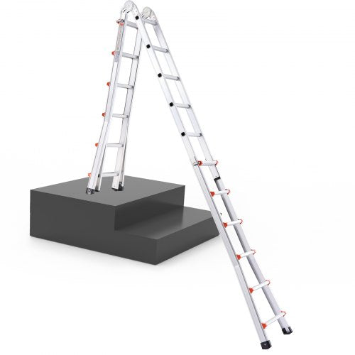 VEVOR Telescoping Ladder A Frame, 20.5 FT Compact Aluminum Extension Ladder, Multi-Function Portable Collapsible RV Ladder, T