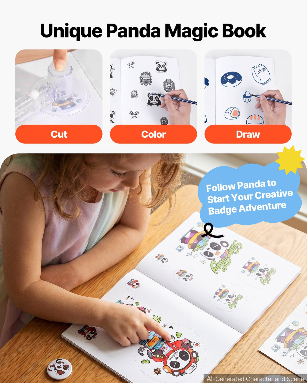 VEVOR Button Maker Machine, Multiple Sizes 1.25+2.25 Inch Badge Punch Press Kit, Children DIY Gifts Pin Maker, Button Making Supplies with 500pcs Button Parts & Circle Cutter & Magic Book