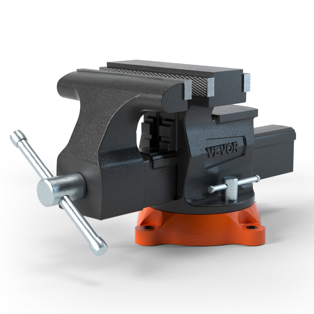 VEVOR Bench Vise, 6.5" Jaw Width 6.5" Forward &9.3" Reverse Opening, 360-Degree Swivel Locking Base Multipurpose Workbench with Anvil, Heavy Duty Ductile Iron with Bolts & Nuts, for Drilling, Pipe Cut
