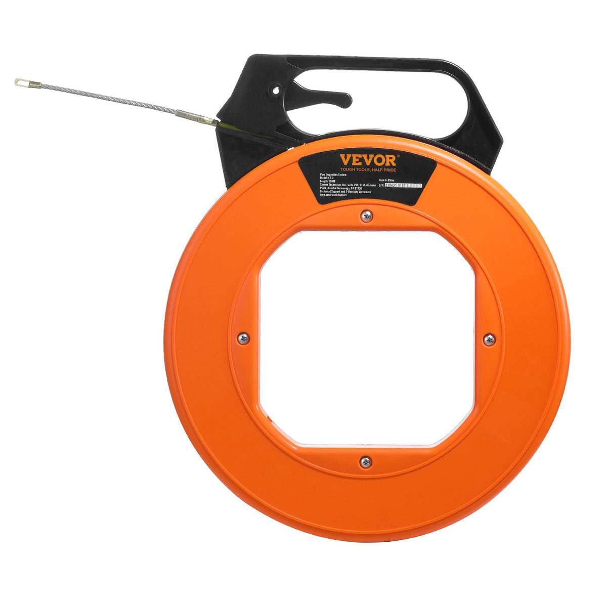 VEVOR Fish Tape, 100 ft, 3/16-inch, Fiberglass Cable Guide with Enhanced Casing and Grip, User-Friendly Wire Routing Instrument, Bendable Wiring Aid for Walls and Electrical Ducts, Insulating