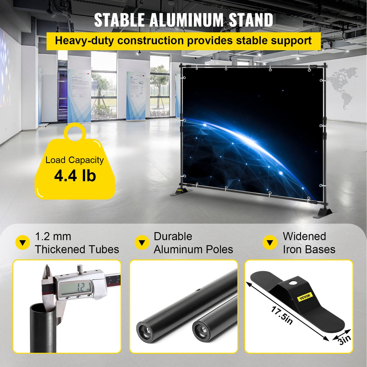 VEVOR Backdrop Banner Stand 8 x 8 Ft Adjustable Heavy Duty Background Stand with 1 Carrying Bag, Backdrop Stand for Parties Wedding Photo Booth Trade Show