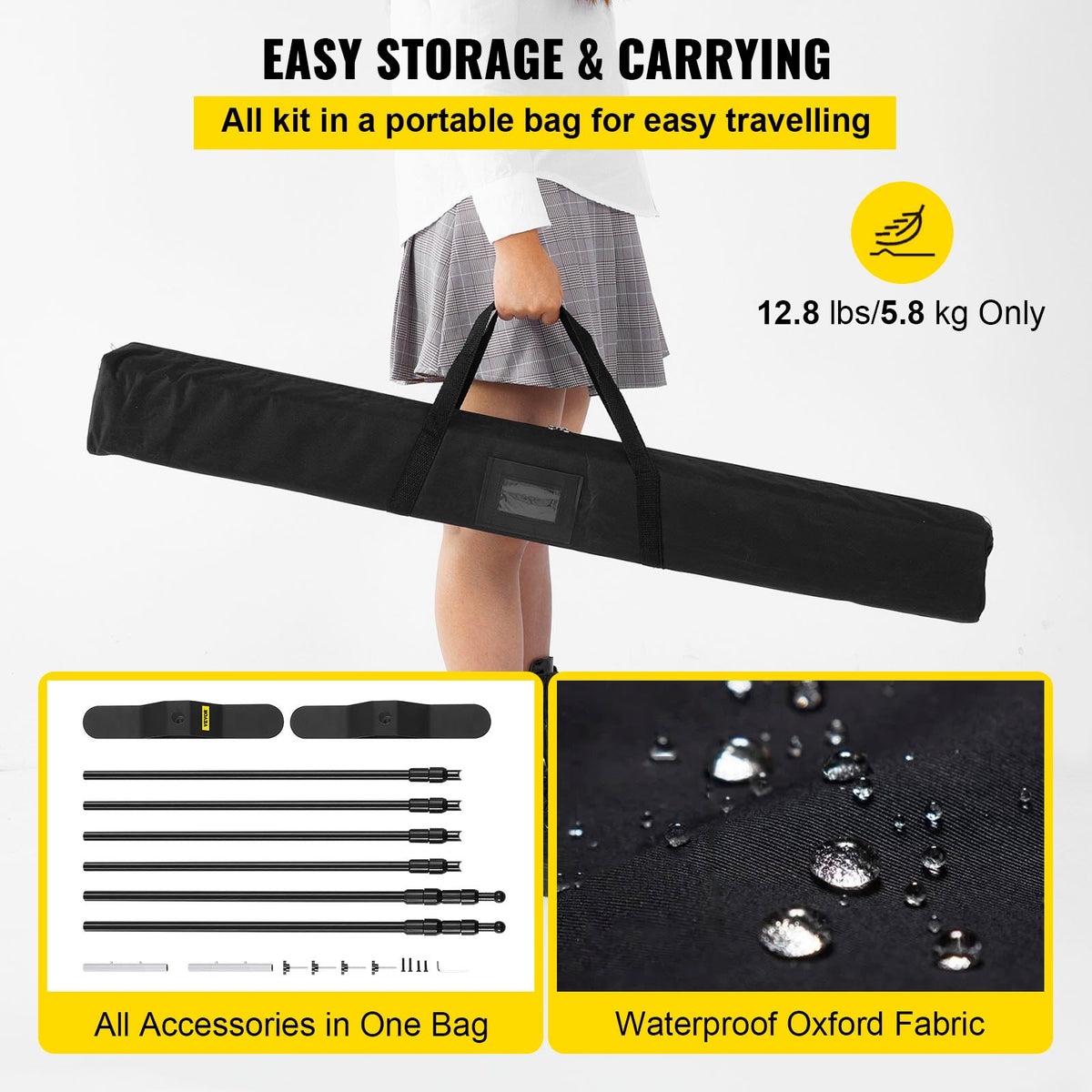 VEVOR Backdrop Banner Stand 8 x 8 Ft Adjustable Heavy Duty Background Stand with 1 Carrying Bag, Backdrop Stand for Parties Wedding Photo Booth Trade Show
